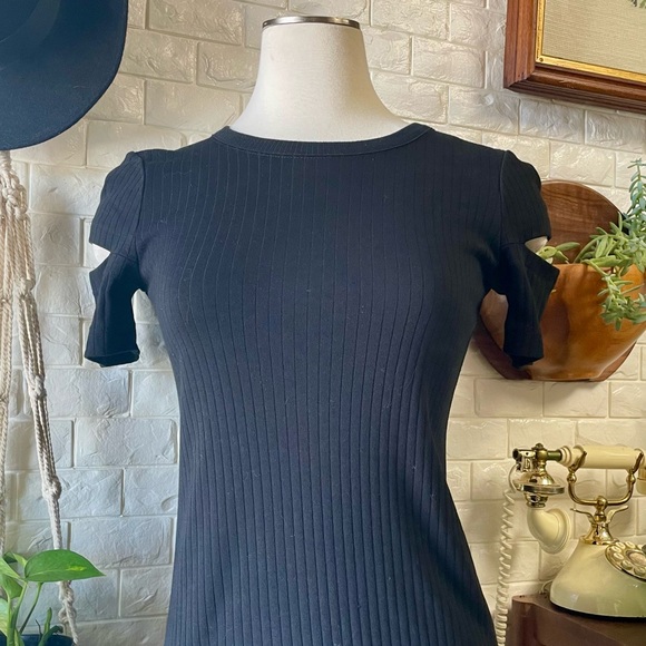 Helmut Lang Ribbed Cutout Mini Dress in Black Size Small - Picture 6 of 15